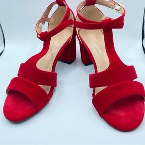 Red Velvet Women's Sandales with 2”Heels Pre-Loved Excellent Condition Size 39